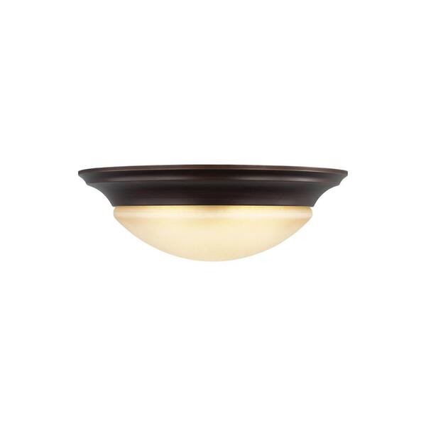 Generation Lighting Nash 16.75 in. 3-Light Bronze Classic Contemporary Flush Mount with Amber Scavo Glass Twist-Lock Shade