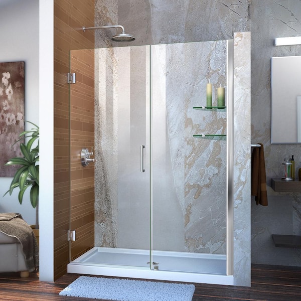 DreamLine Unidoor 50 to 51 in. x 72 in. Frameless Hinged Shower Door in Chrome
