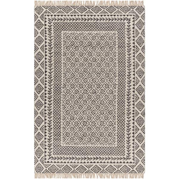 Livabliss Mardin Charcoal Border 9 ft. x 12 ft. Indoor Area Rug