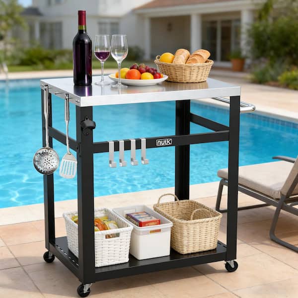 NUUK 30 in. Pizza Oven Grill Cart, Stainless Steel Prep Table with