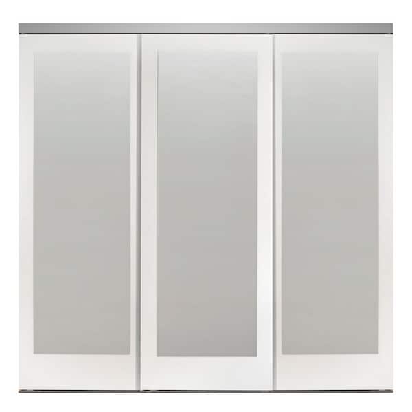 Impact Plus 96 in. x 96 in. Mir-Mel Primed Mirror Solid Core MDF Interior Closet Sliding Door with Chrome Trim