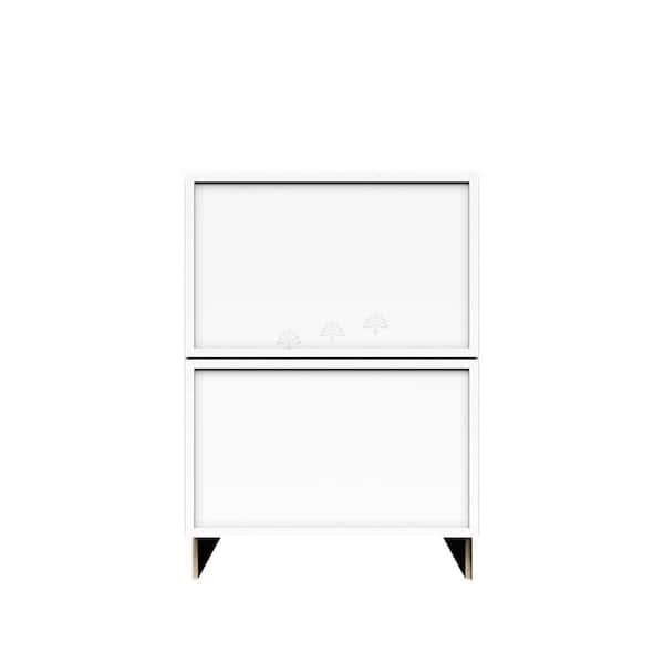 Slim Shaker Assembled 21 in. W x 34.5 in. H x 24 in. D 2-Drawer Kitchen Cabinet in White