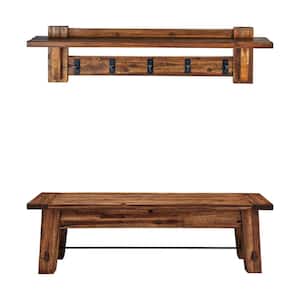 Durango 60 in. Industrial Wood Coat Hook Shelf and Bench Set