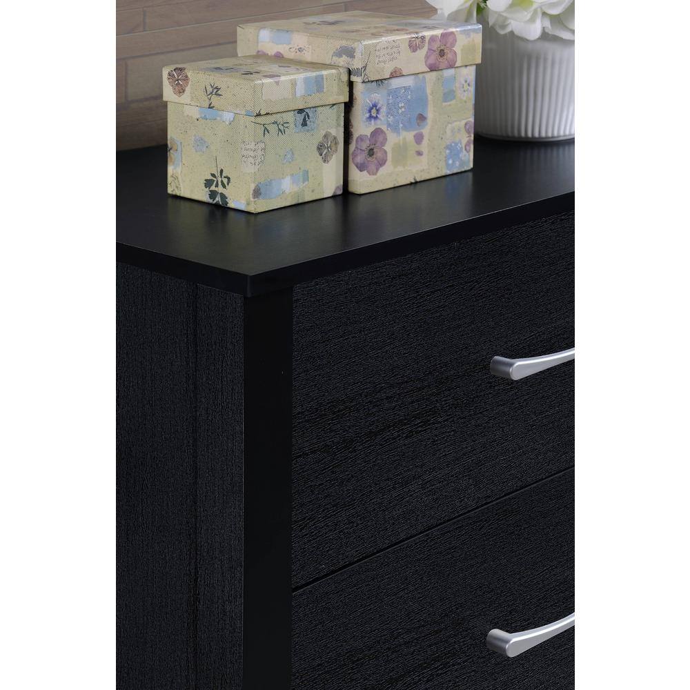 Sleek Black Contemporary 4-Drawer Chest with Metal Glides