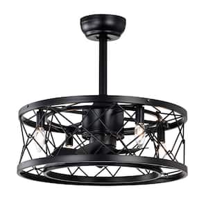20 in. Indoor Modern Black Enclosed Reversible Motor Ceiling Fan with Vintage LED Bulb, AC Motor and Remote Control