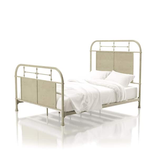 Metal Bed Idf 7502iv, Distressed White Metal Bed Frame