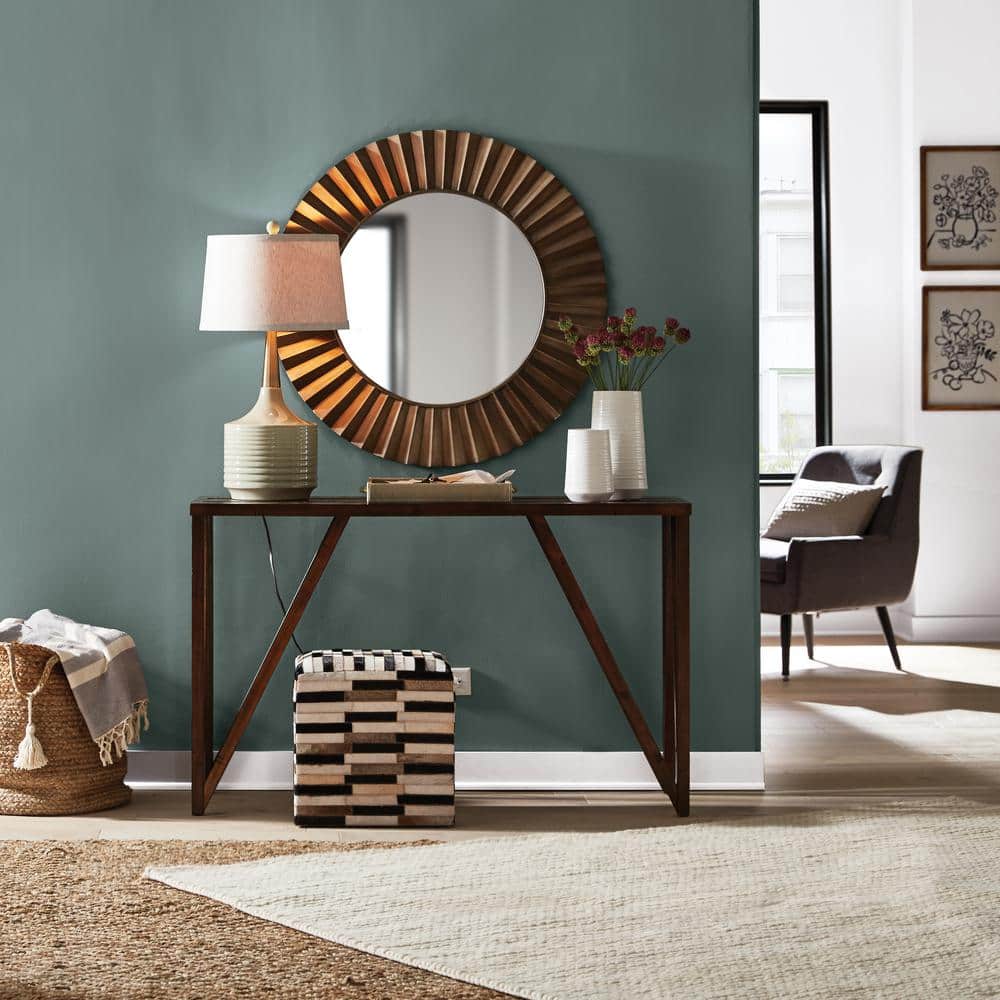 Large Bronze and Gold Round Sunburst Wall Mirror