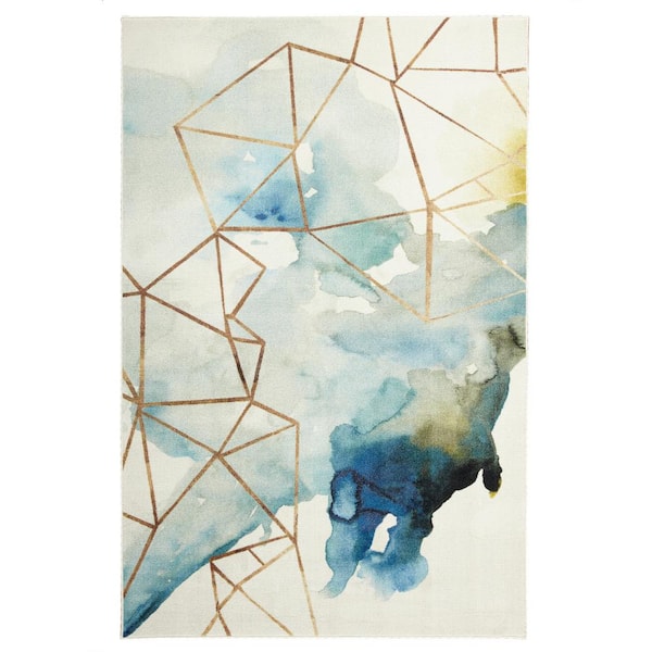 Mohawk Home Cognition Water Cream 5 ft. x 8 ft. Abstract Area Rug
