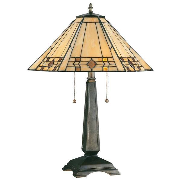 Kenroy Home Willow 24 in. Bronze with Stained Glass Table Lamp