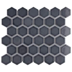 Hudson Due 2" Hex Imperial Grey 10-7/8 in. x 12-5/8 in. Porcelain Mosaic Tile (9.7 sq. ft./Case)