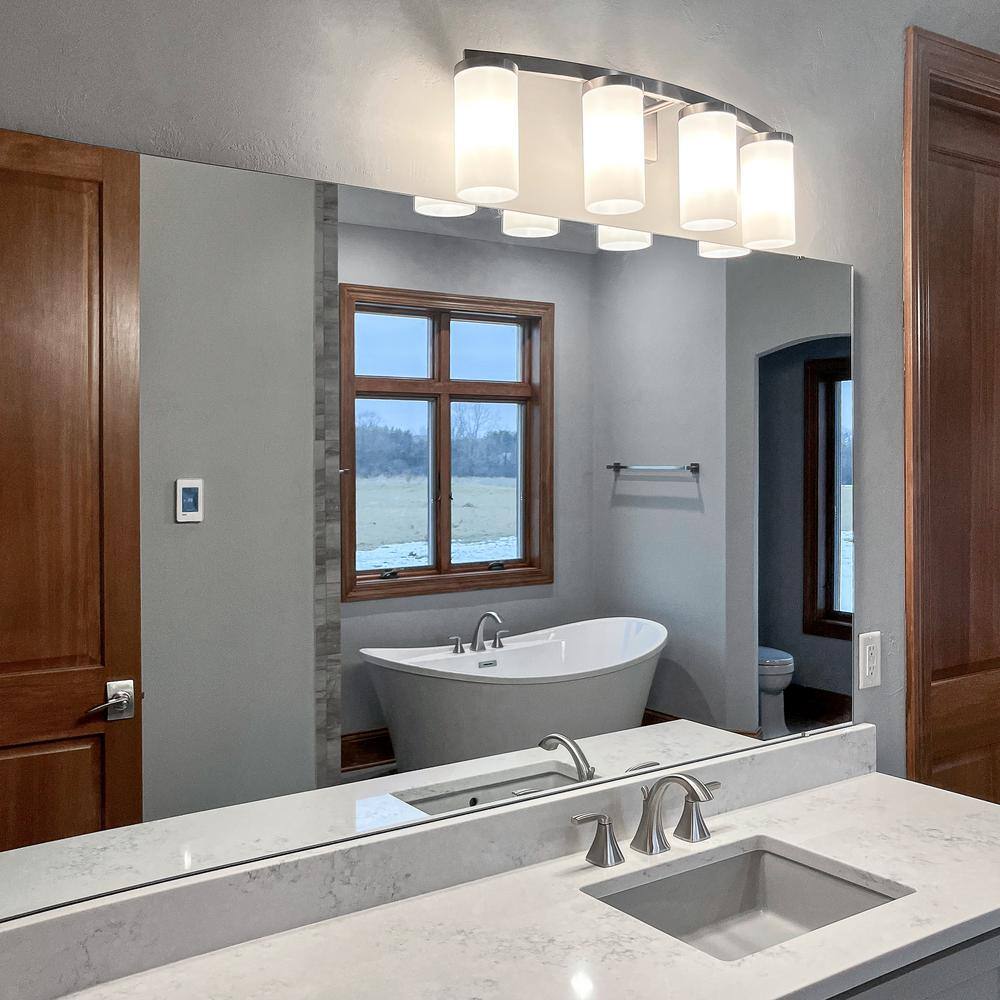 Perth Satin Nickel 8-Inch Dual Handle Modern Bathroom Faucet