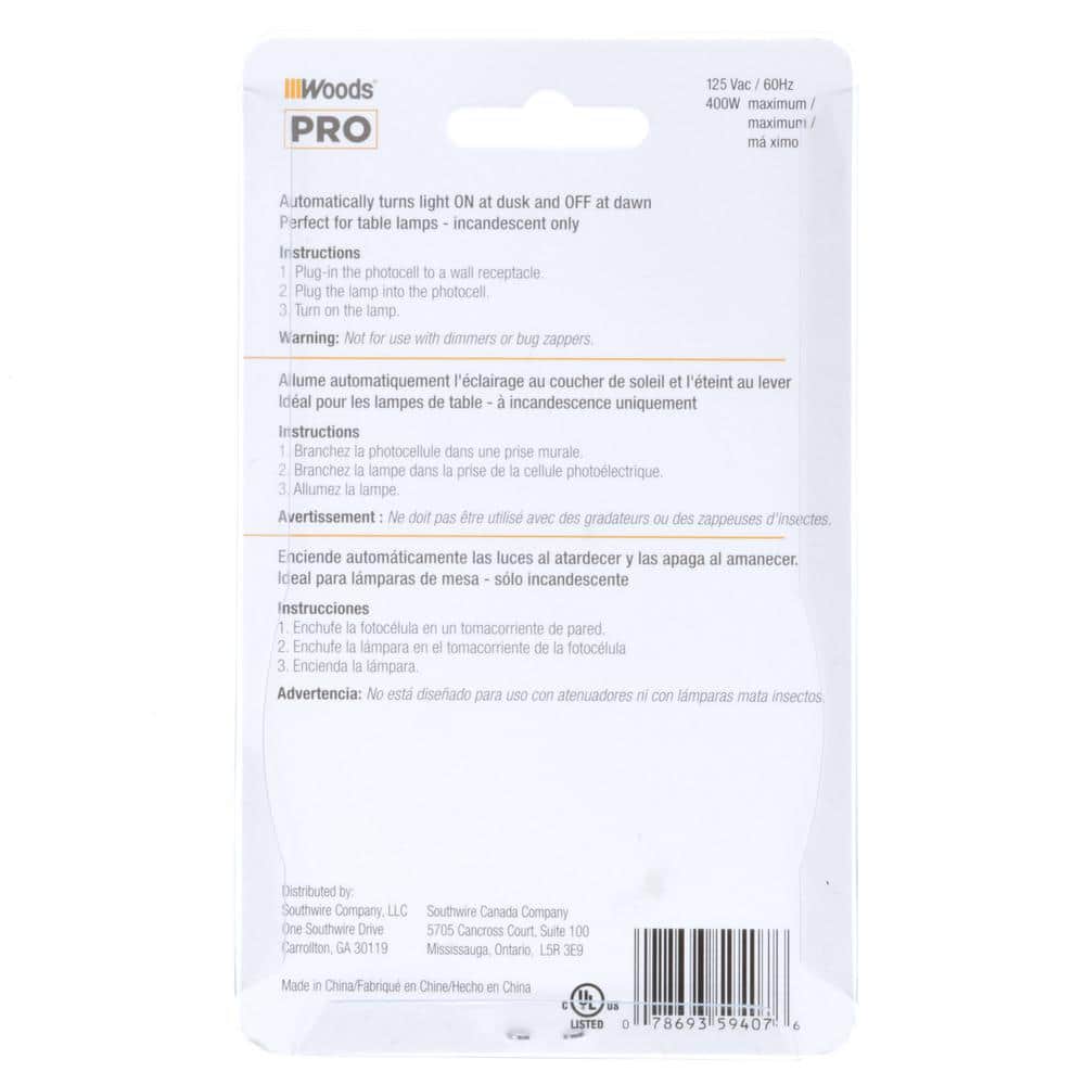 Off-White Indoor Plug-In Light Control with Photocell