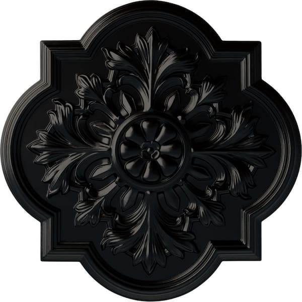 Ekena Millwork 20" x 1-3/4" Bonetti Urethane Ceiling Medallion (Fits Canopies upto 5-1/8"), Hand-Painted Jet Black