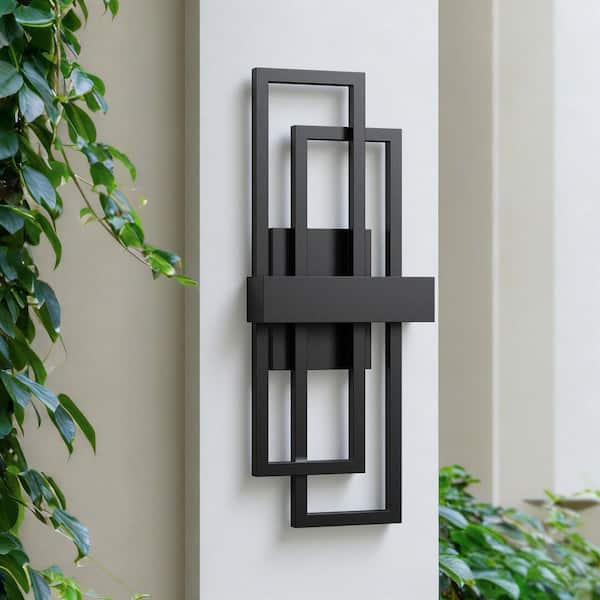27 in. Black Modern LED Outdoor Metal Exterior Garage Front Porch Wall Lights Sconces Lighting Fixtures