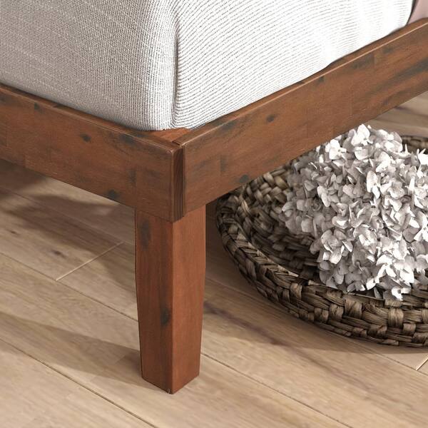 Zinus Vivek 75.7 in. W Antique Espresso King Wood Frame with