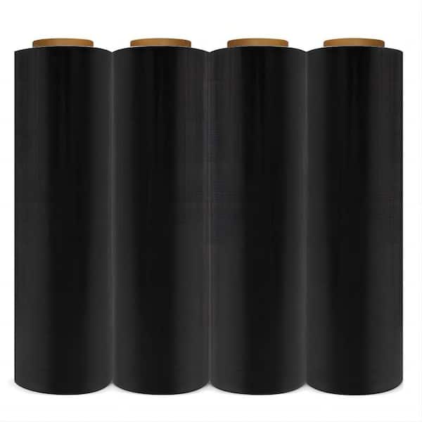 18 in. W x 1500 ft. L 80-Gauge Pallet Stretch Wrap Black Hand Shrink Wrap (4 Roll)