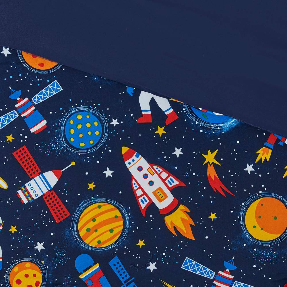 Navy Microfiber Outer Space Full Comforter Set