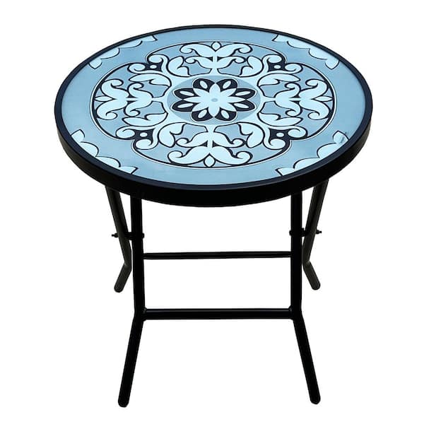 BACKYARD EXPRESSIONS PATIO · HOME · GARDEN Round Metal 19.3 in. Outdoor Side Table
