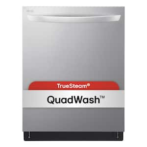 24 in. in PrintProof Stainless Steel Top Control Dishwasher with Towel Bar, TrueSteam and QuadWash