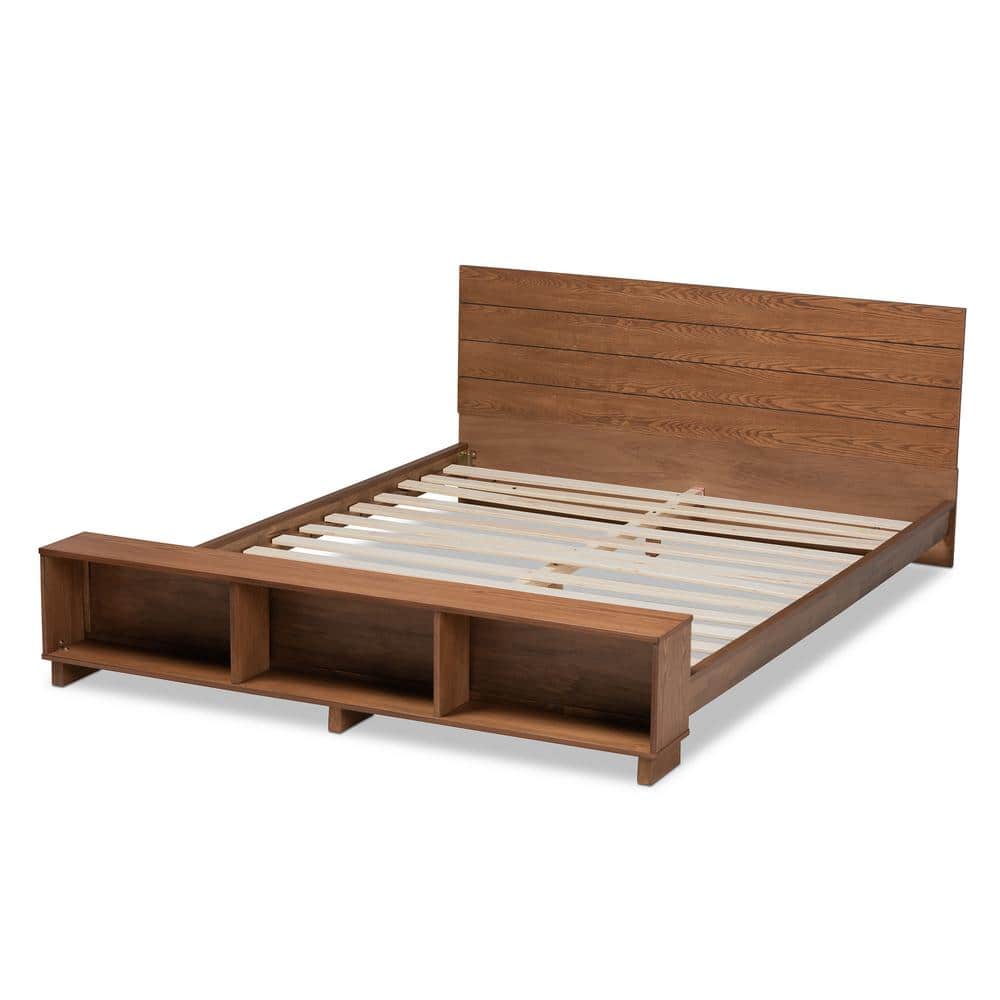 Regina Ash Walnut Brown King Wood Storage Bed with Headboard