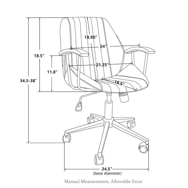 Glitzhome Leatherette Executive Office Chair with Pneumatic Lift, Cream, White