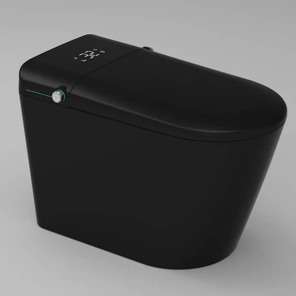 1.2 GPF Elongated Smart Bidet Toilet in Black with Off-Seat Auto Flush, LED Display Screen, Heated Seat, Warm Air Dryer