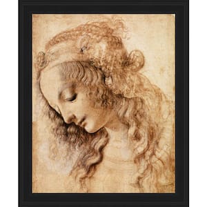 Woman's Head by Leonardo Da Vinci Gallery Black Framed Abstract Oil Painting Art Print 18.5 in. x 23.5 in.