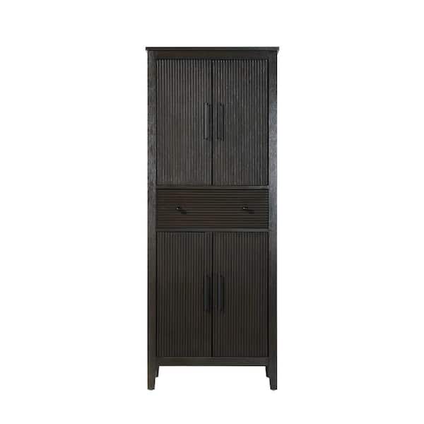28 in. W x 18 in. D x 72 in. H Brown Freestanding Linen Cabinet