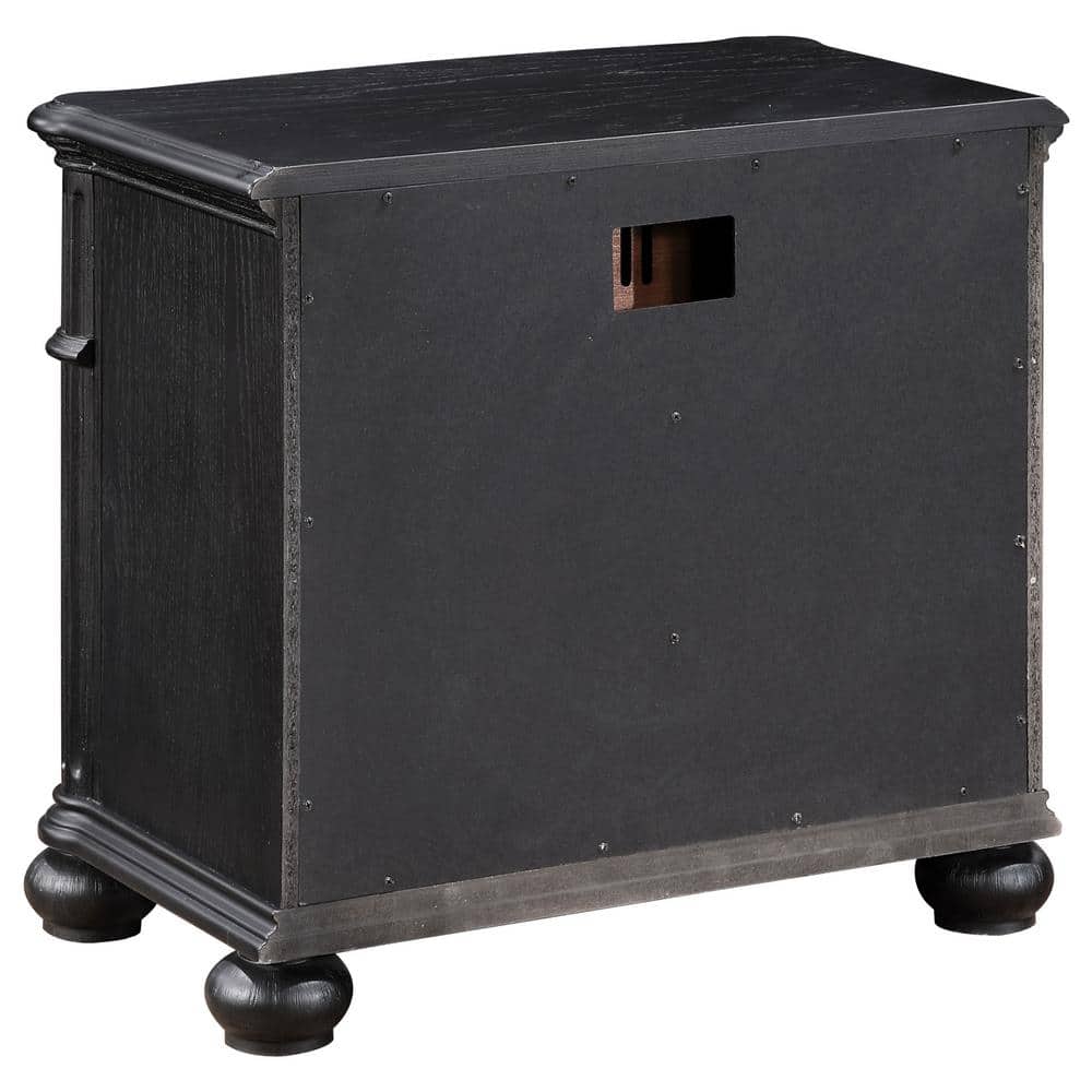 Celina Black 3-Drawer Traditional Nightstand