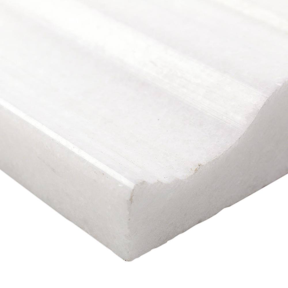 White Polished Marble Bullnose Tile Trim 12" x 4.75"