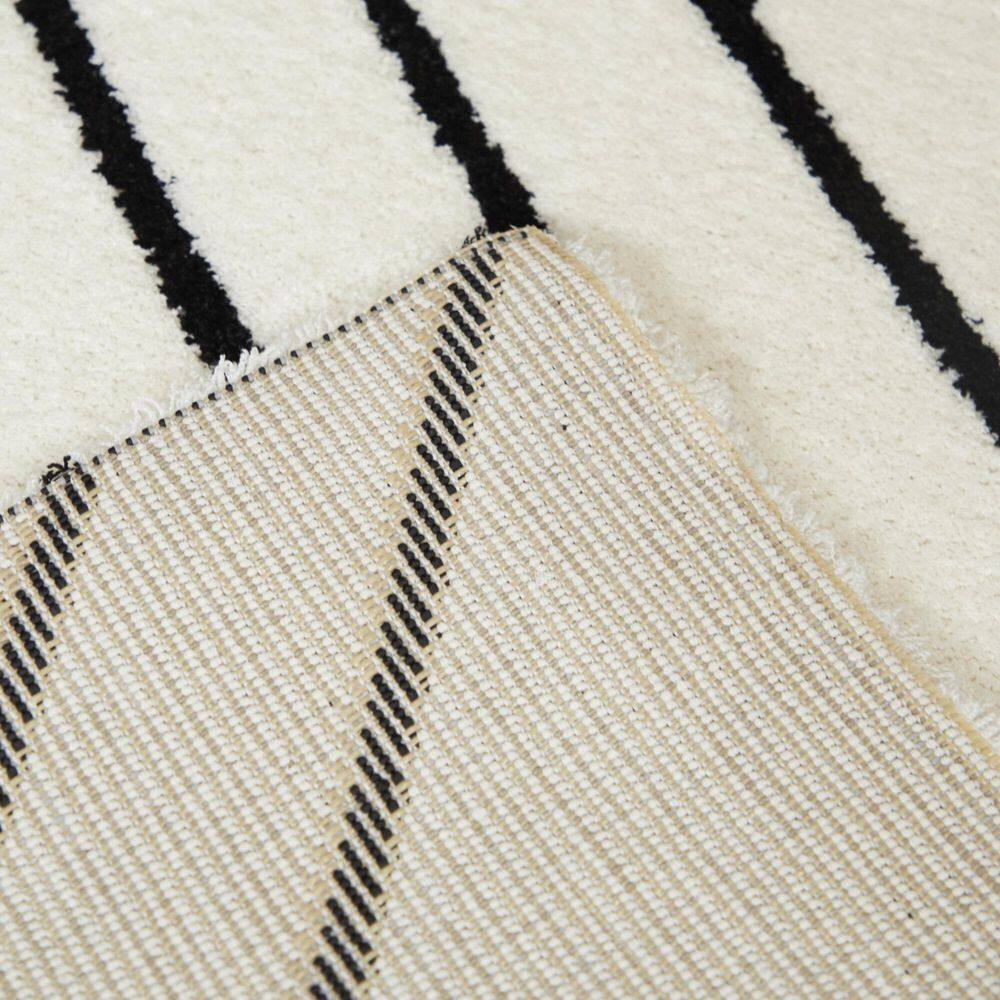 Luxurious White Synthetic 5' x 7' Easy-Care Geometric Rug
