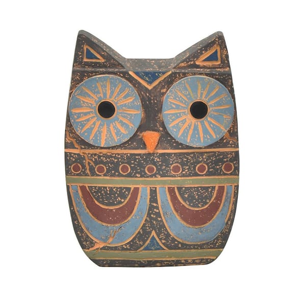 THREE HANDS 6.5 in. Resin Owl Tabletop in Multi-Colored