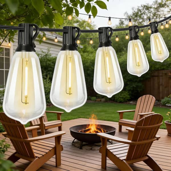 50 ft. 3 Colors Plug-in LED Patio String Light for Outdoor with 26 ST38 Edison Bulbs