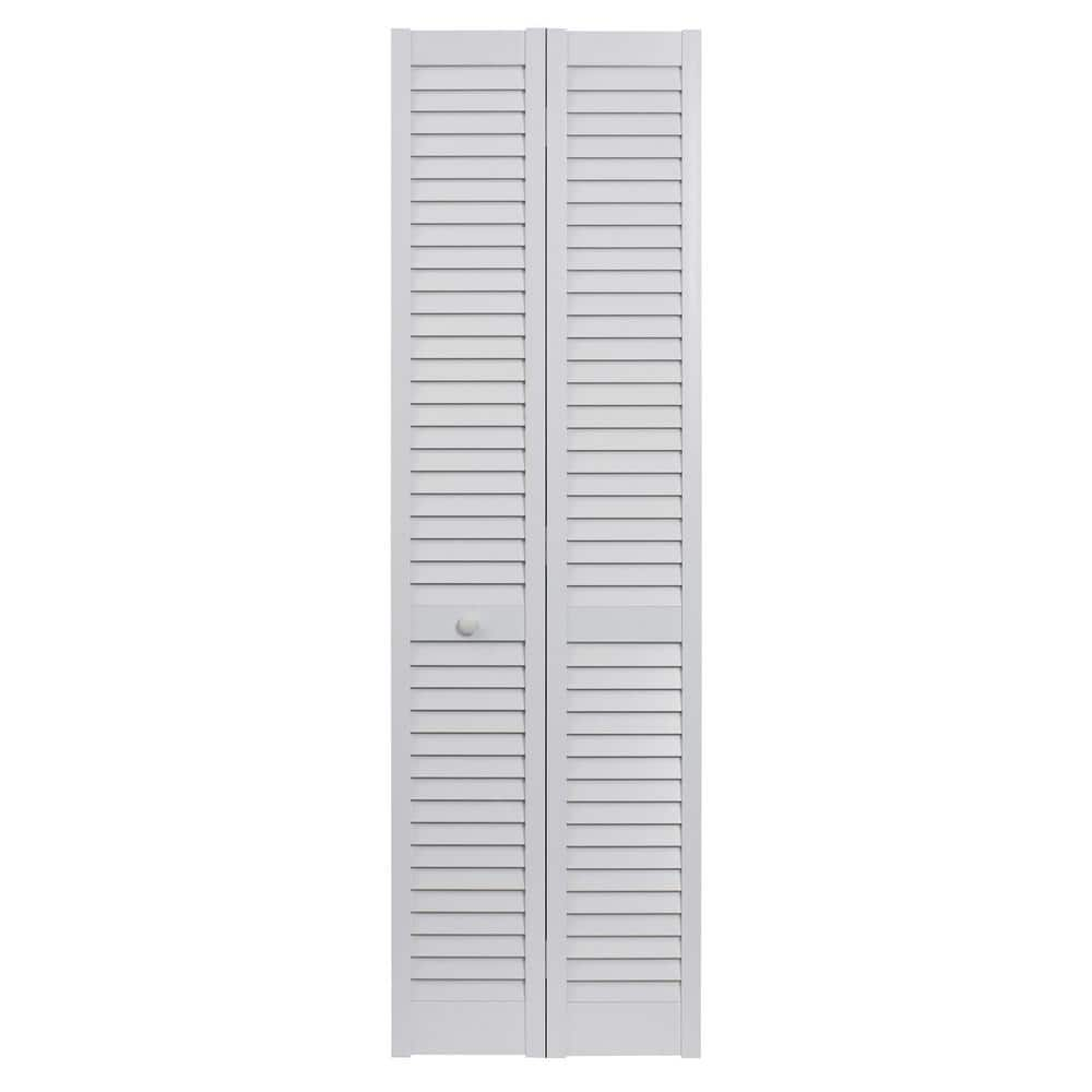 Spectrum 24 x 80 inches Seabrooke PVC 2 Panel Square Hollow Core Full Louver Bifold Door  White