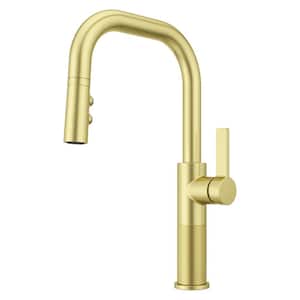 Montay Single-Handle Pull Down Sprayer Kitchen Faucet in Brushed Gold