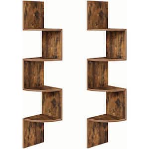 41.3 in. W x 7.9 in. D 4-Tier Rustic Brown Corner Shelf Decorative Wall Shelf (Set of 2)