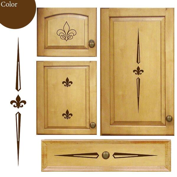 Cabinet Accents Kitchen Cabinet Decorative Decal Stickers with Fleur Theme Chocolate Color