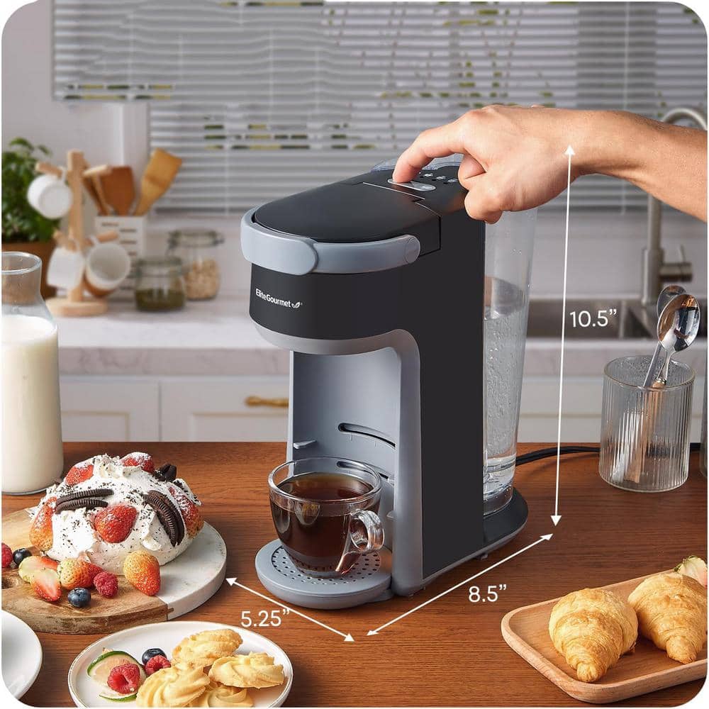 Elite Gourmet Black Single Serve Capsule Coffee Maker with Travel Cup