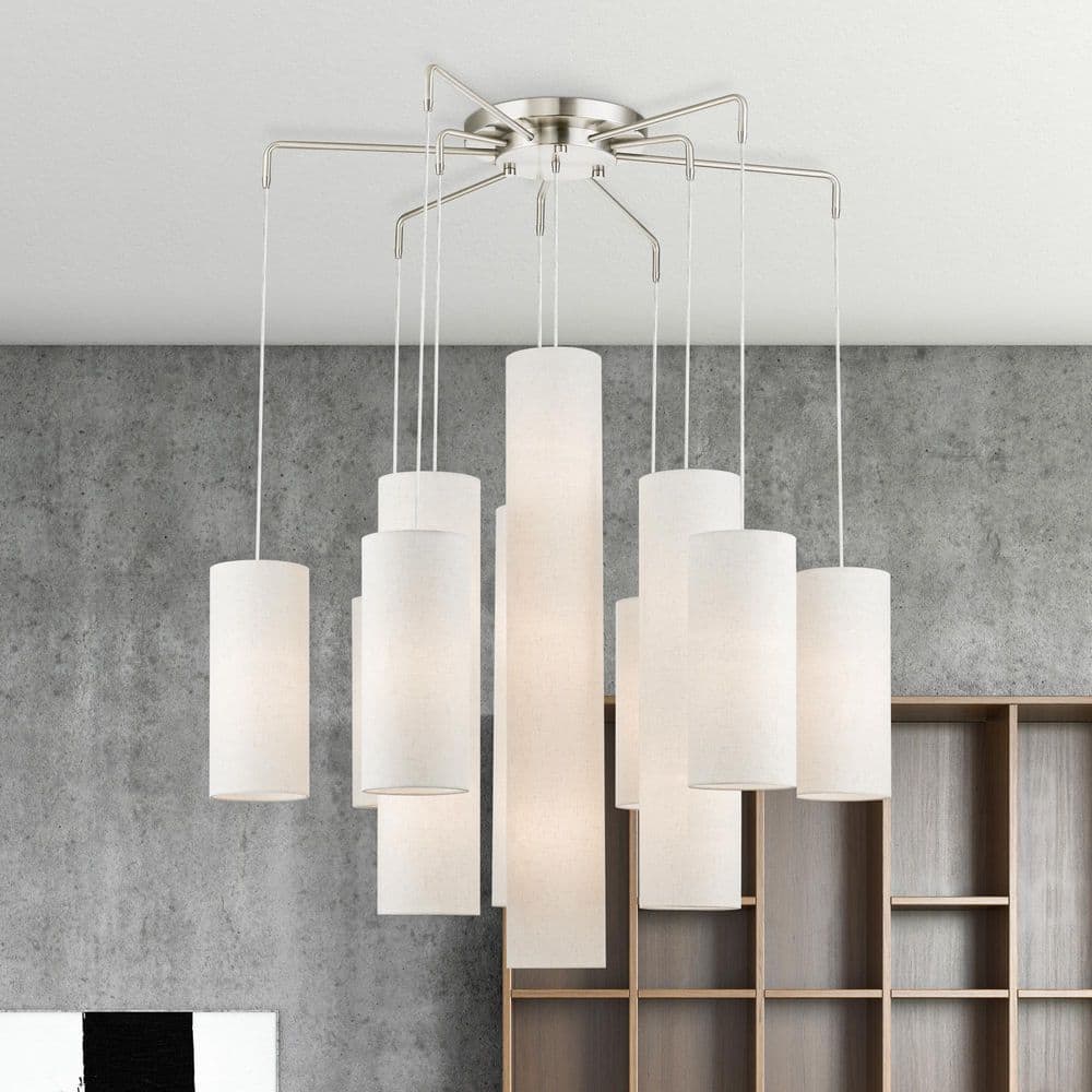 Strathmore Contemporary 15-Light Tiered Chandelier in Brushed Nickel