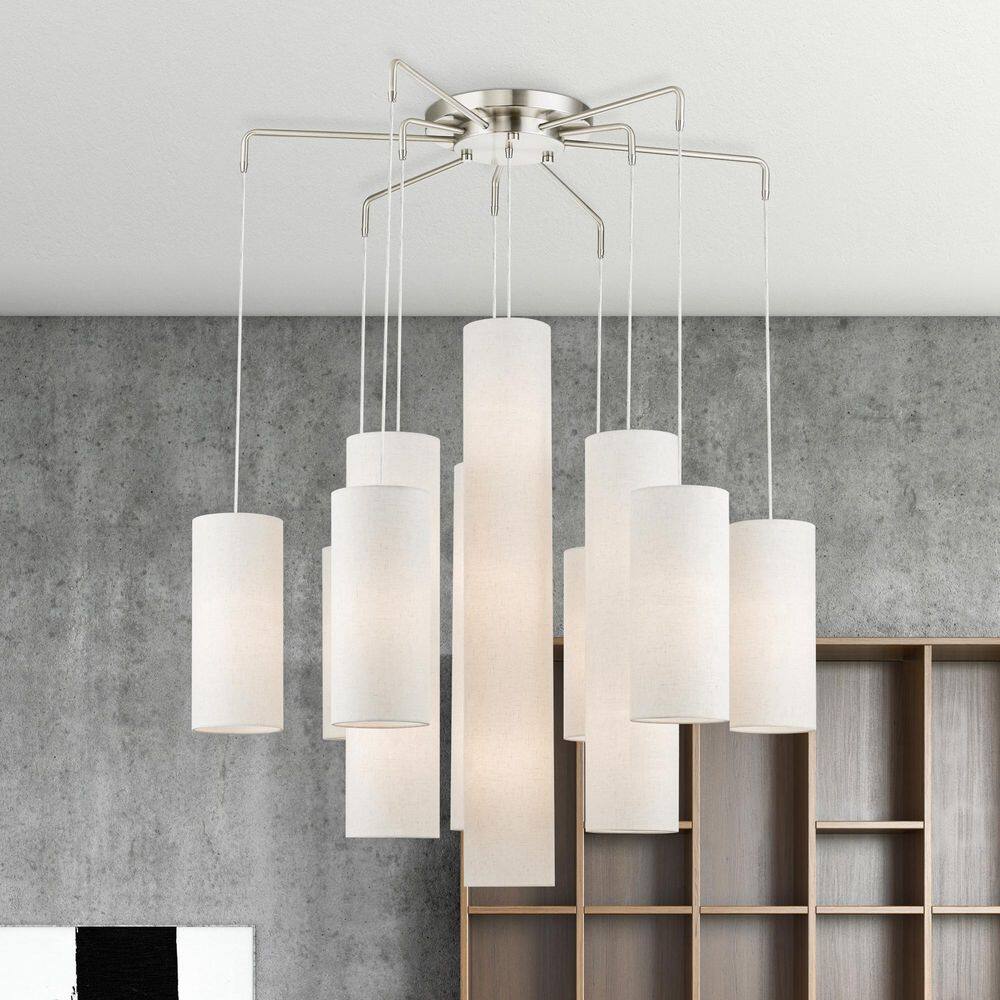 Strathmore Contemporary 15-Light Tiered Chandelier in Brushed Nickel