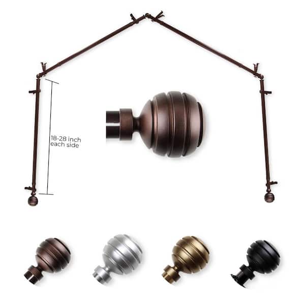 13/16" Poise 4-Sided Bay Window Curtain Rod (18-28 inch each side)-Cocoa