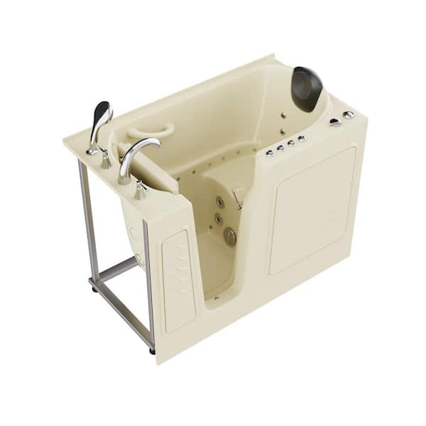 Universal Tubs HD Series 52 in. Left Drain Quick Fill Walk-In Whirlpool and Air Bath Tub with Powered Fast Drain in Biscuit