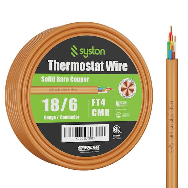 50 ft. 18/6 Brown Solid Bare Copper CMR/CL3R Thermostat Wire