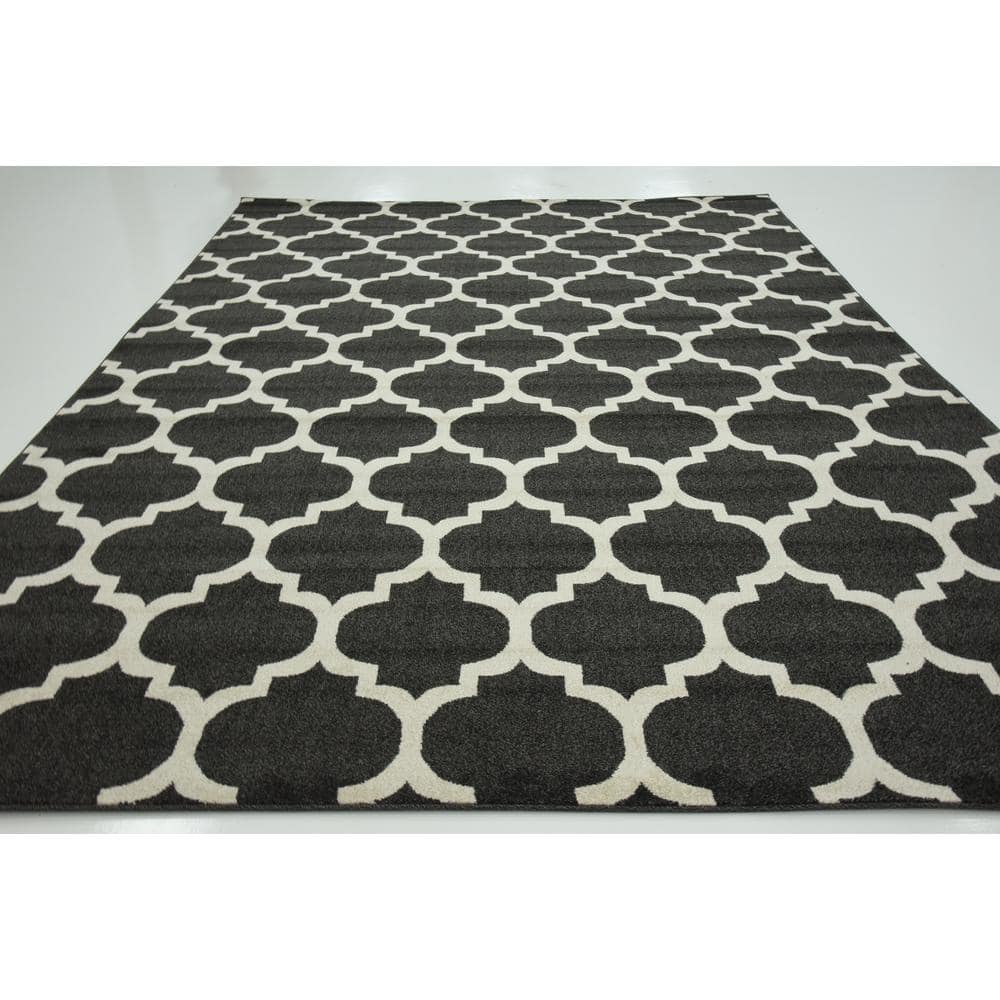 Modern Black Trellis 8'x11' Indoor Rectangular Rug
