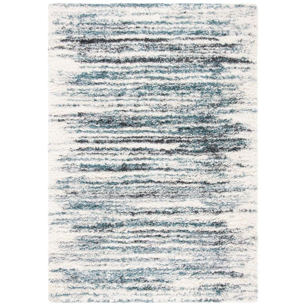 Fontana Shag 5 ft. x 8 ft. Ivory/Teal Abstract Area Rug price history on PriceWatchPro