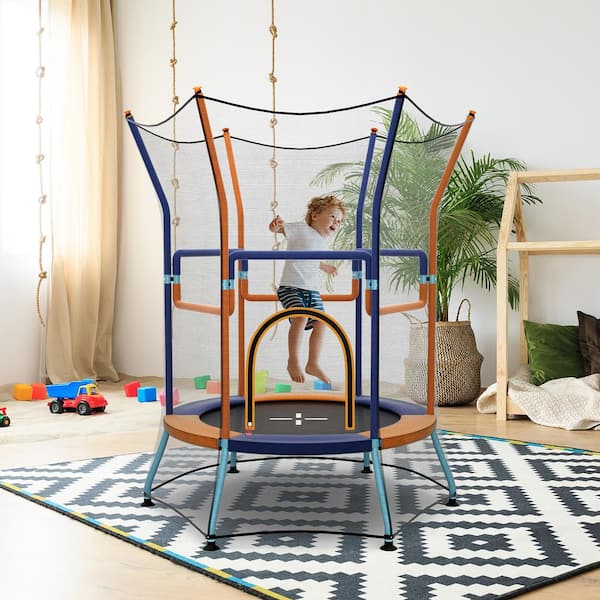 Gymax Kids Mini Trampoline with 59 in. Higher Enclosure Net