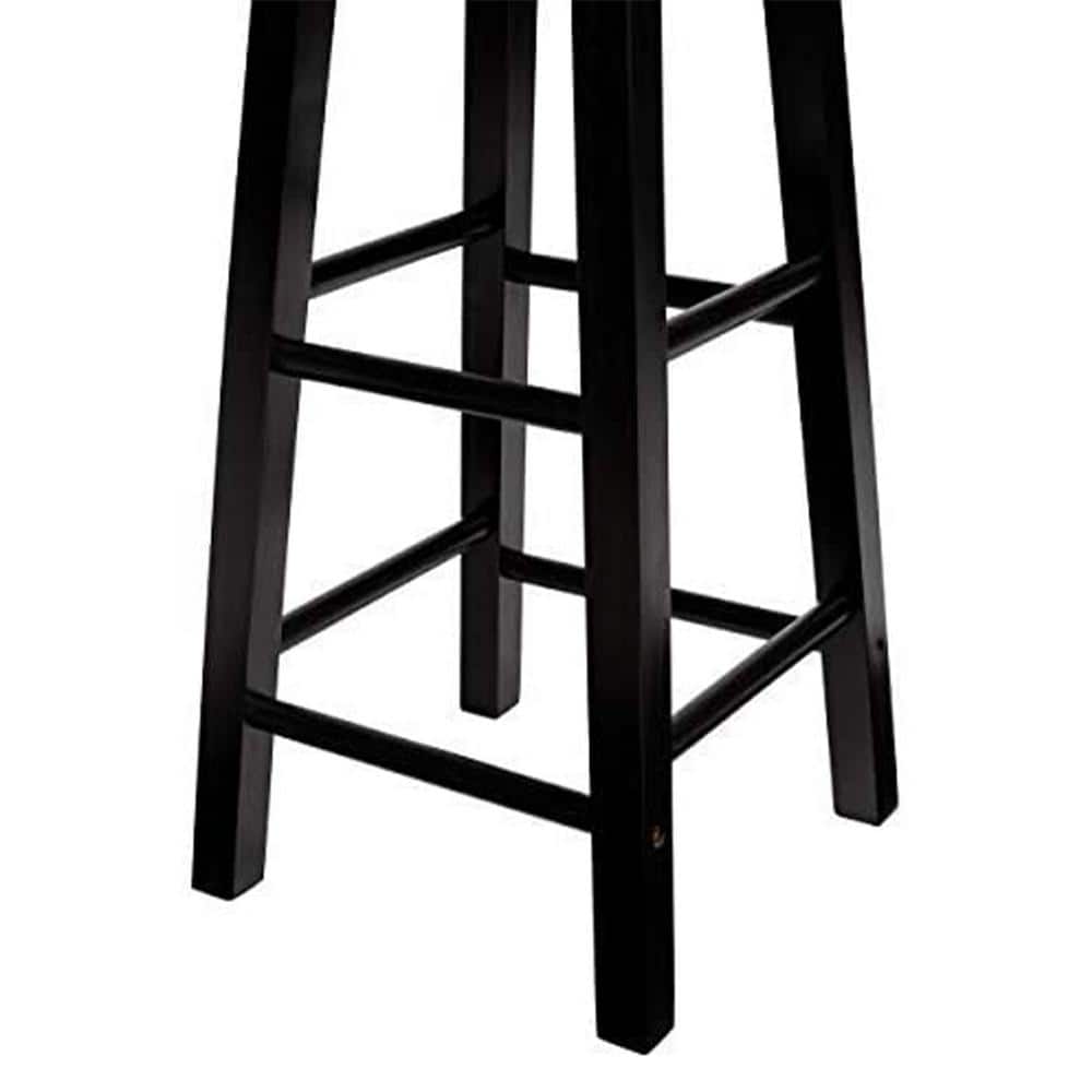 Black 29-Inch Adjustable Backless Wood Counter Stool