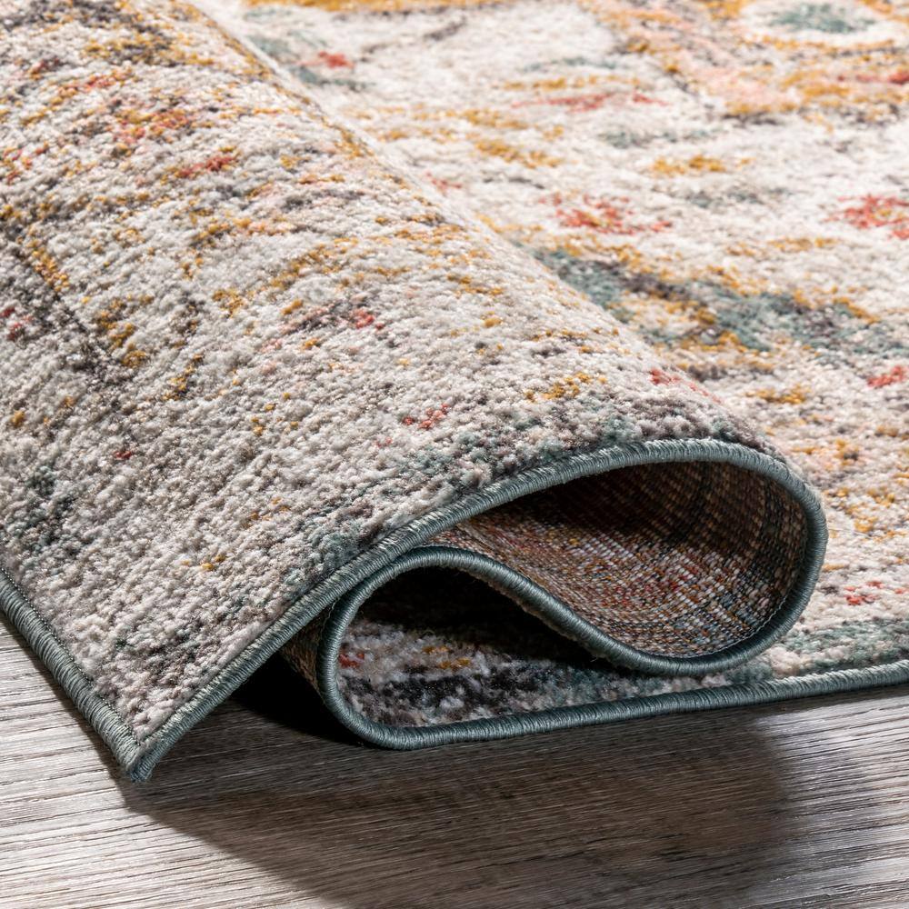 Justine Beige Rectangular Medallion Synthetic Area Rug