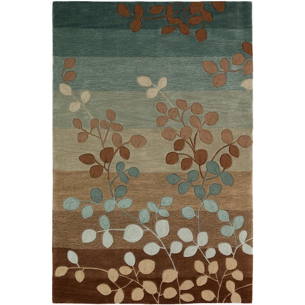Addison Rugs Ascot 1 Striped Floral Mocha 5 ft. x 7 ft. 9 in. Area Rug