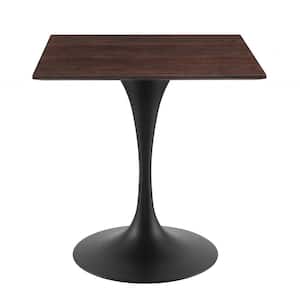 Lippa 28 in. Square Black Cherry Walnut Wood Dining Table with Powder-Coated Metal Base (Seats 2)